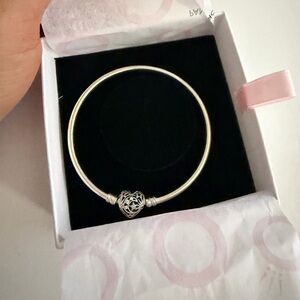 Pandora Silver Bracelet with Intricate Heart Charm